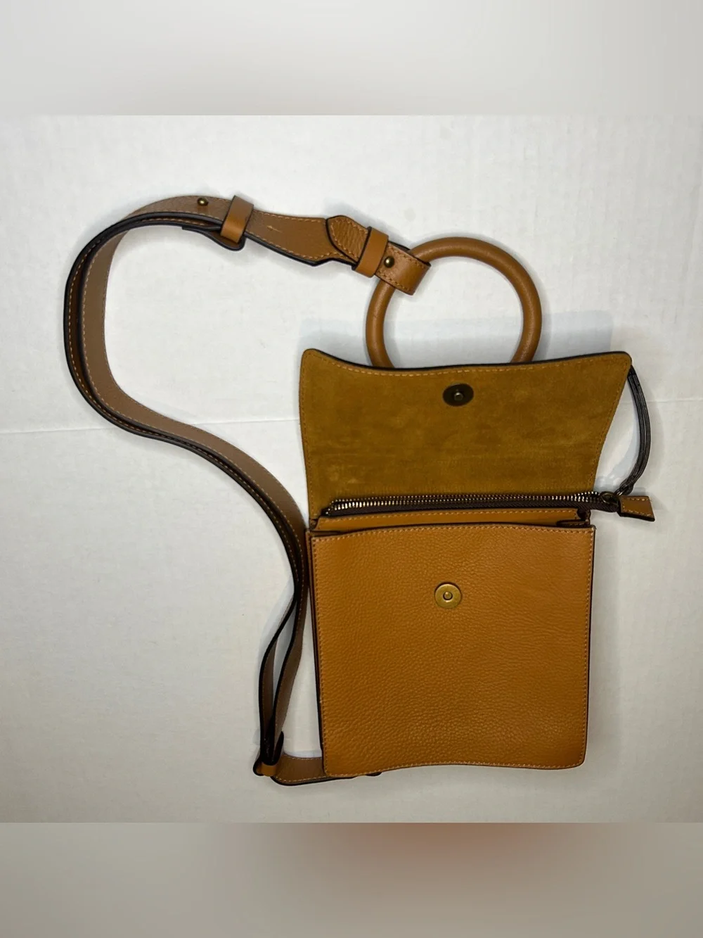 Sundance Tan Leather Crossbody Bag with Ring Handle
